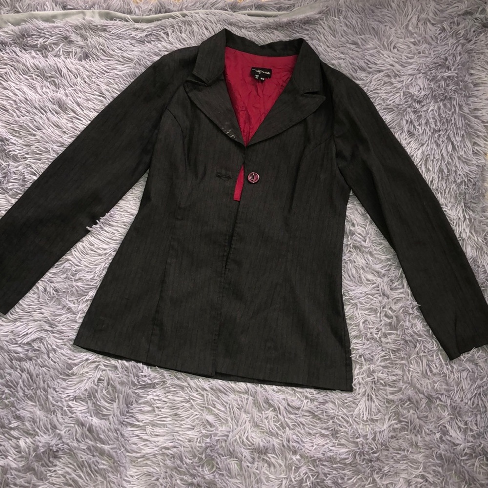 My Michelle Black Pinstripe Blazer Size 11/12